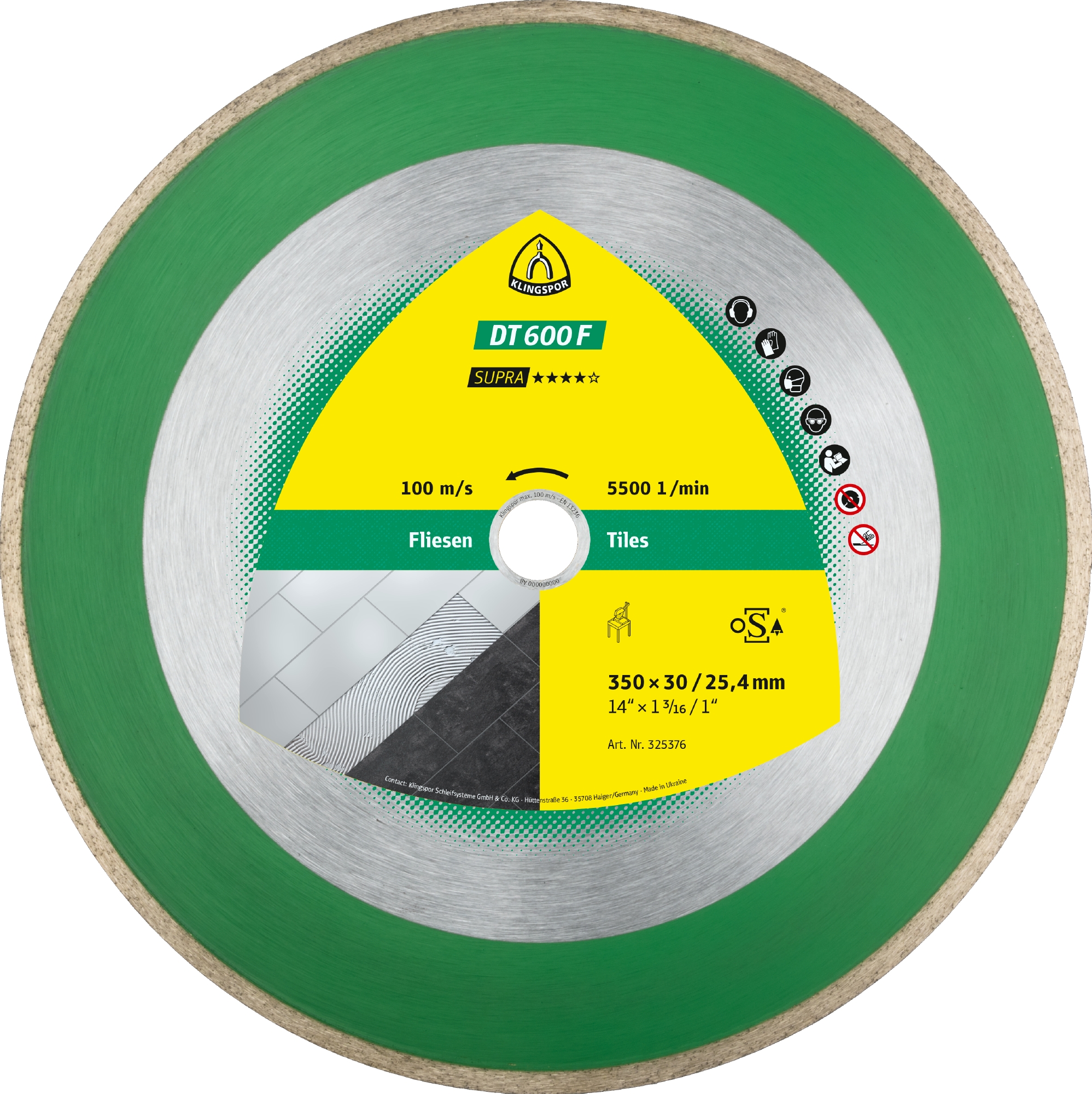 DT 600 F DISQUES A TRONC DIAMANTE JANTE CONTINUE BAGUE DE REDUCTION 25.4